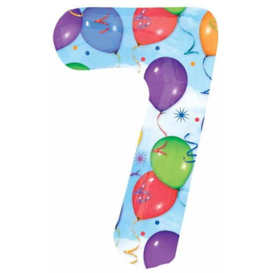 Foil Balloons - Numbers - 7 - Multicoloured