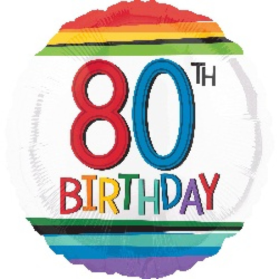 Foil Balloons - Birthday Ages - Rainbow Birthday 80 